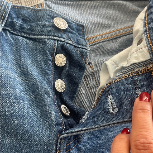 Levi’s 501 Japanese Selvedge blue denim jeans sz 26x28 distressed button fly - Picture 7 of 16